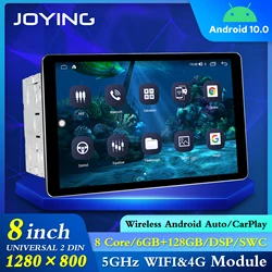 Joying – Autoradio Android 10, 2din, RDS, 6 go, 128 go, Gps, lecteur multimédia stéréo universel, 8 pouces, Carplay, enregistreur cassette, pour voiture 