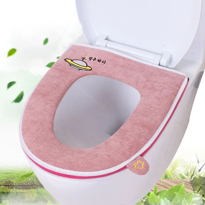 zipper pinkspaceship С ручкой коврик для унитаза мультфильм коврик для унитаза молния коврик для унитаза водонепроницаемый Туалет утолщенная Подушка WC мягкая подушка - Цвет: zipper pinkspaceship