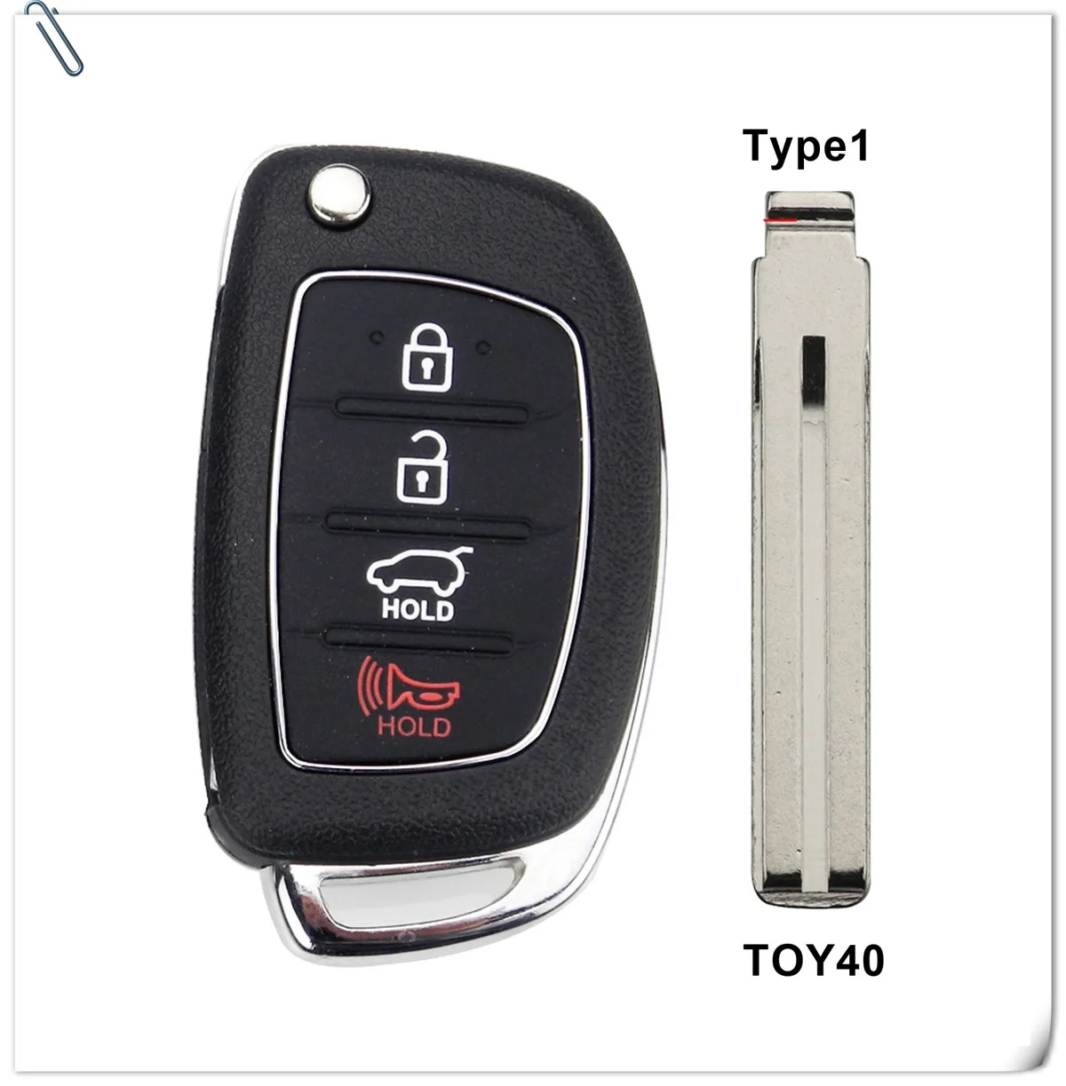 Jingyuqin 10 шт. 4B Флип складной брелок чехол для HYUNDAI Mistra Santa Fe Sonata Tucson Accent I30 I40 I45 TOY40/TOY20R - Цвет: TOY40 Center