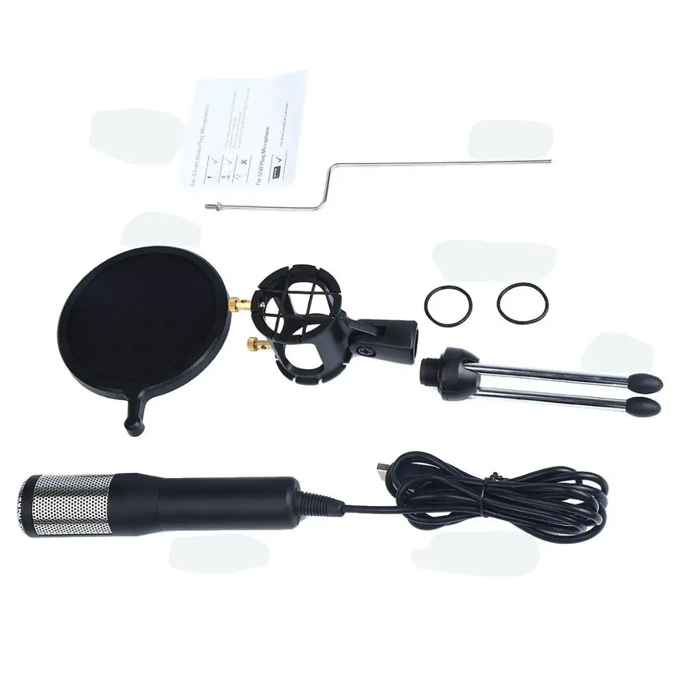 Upgrade Professional Condenser Microphone for Computer with Stand for Phone PC Skype Studio Microphone USB Microfone Karaoke Mic