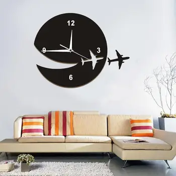 

Wall Clock Modern Design Acrylic Decor Plane Flew Away Modern Design Wall Clock Creative Living Room Wall Watch Decoration
