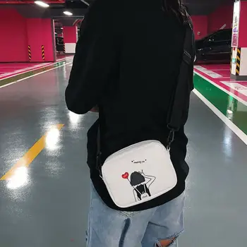 

Fashion Ladies Women Small Mini Flap Handbag Shoulder Bag Messenger Bag Cute Cartoon Printed Canvas Crossbody Bag