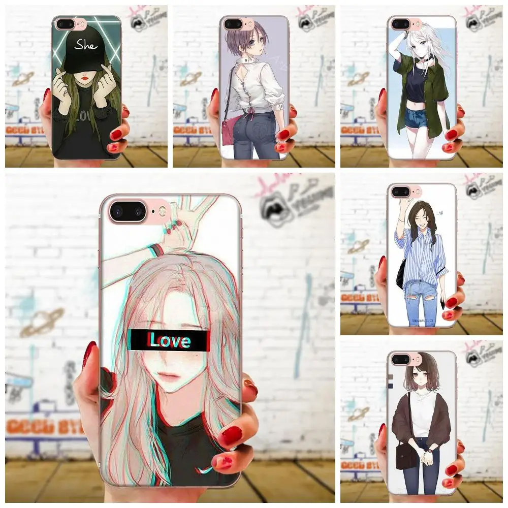 Vertical Phone Case For Huawei Honor 4C 5A 5C 5X 6 6A 6X 7 7A 7C 7X 8 8C 8S 9 10 10i 20 20i Lite Pro Comic Pretty Girl | Мобильные
