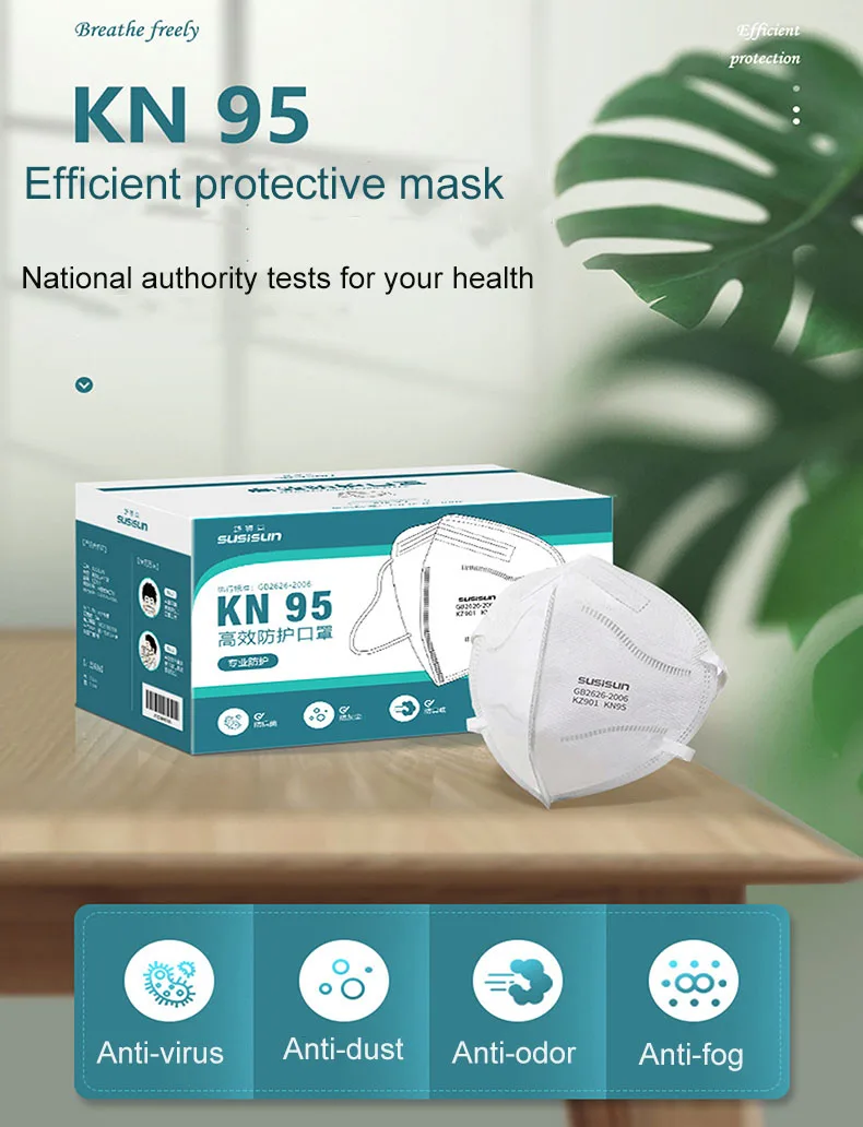 

10Pcs KN95 Face Mask Anti Dust Bacterial N95 Mask PM2.5 Dustproof Protective 95% Filtration KN95 Mouth Cover Features as FFP2