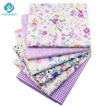 Mensugen 6 шт./лот, 40 см* 50 см, фиолетовая хлопковая ткань с цветочным принтом для лоскутного шитья, рукоделия, материал Telas to Patchwork