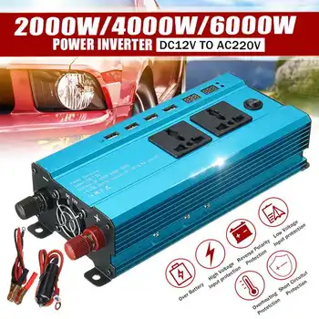 

4 USB Solar Inverter DC 12V to AC 220V 2000W 4000W 6000W Inverter Voltage Transformer Converter LED Display Car Inverter+Socket