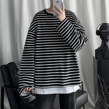 

Men's T-shirt 2020 spring new style wild round neck loose long-sleeved T-shirt youth personality fashion trend men's clothing