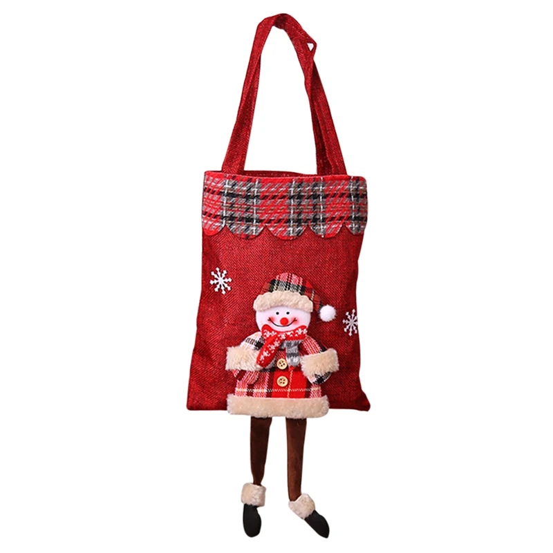 1Pcs Christmas Kids Candy Bags Pouch Cotton Santa Claus Snowmen Xmas Gift Bag Children Bag Drawstring Container
