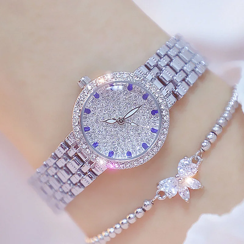 

Sapphire Diamond Women Bracelet Top Brand Luxury Ladies Dress Wrist Watches For Women Silver Steel Belt Female Clock reloj mujer