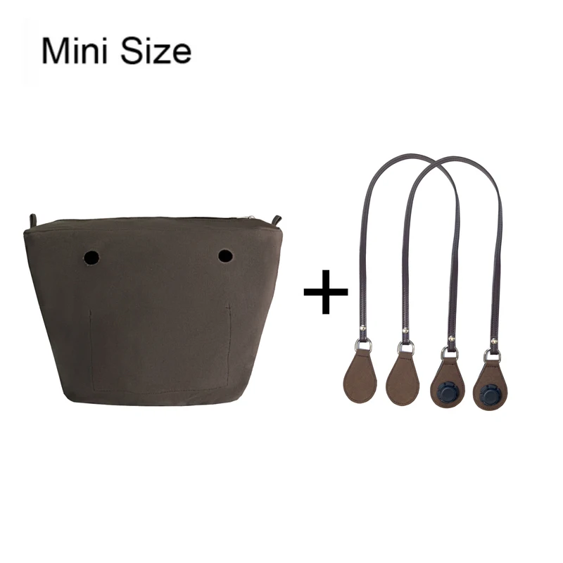 1set 85cm Long Microfiber Leather Handles with Canvas Floral Insert Inner Pocket for Classic Mini Obag O Bag Women Handbag 