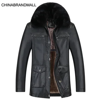 

Winter Men Plus Fat Plus Size Plus Velvet Leather Coat Two-piece Set Male Middle Age Fat Man Thicken Keep Warm Leather Coat