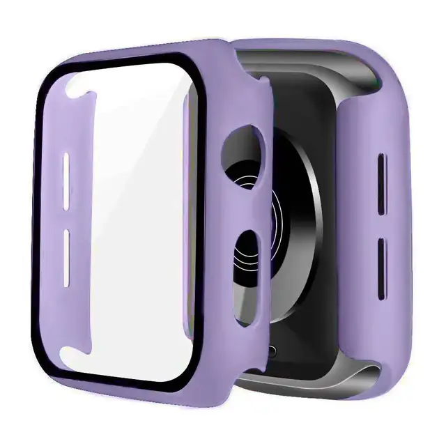 Glass + Cover For Apple Watch case 6/SE/5/4/3/2/1 iWatch 42mm 38mm bumper Tempered Glass for apple watch 44mm 40mm 42mm 38mm lavender
