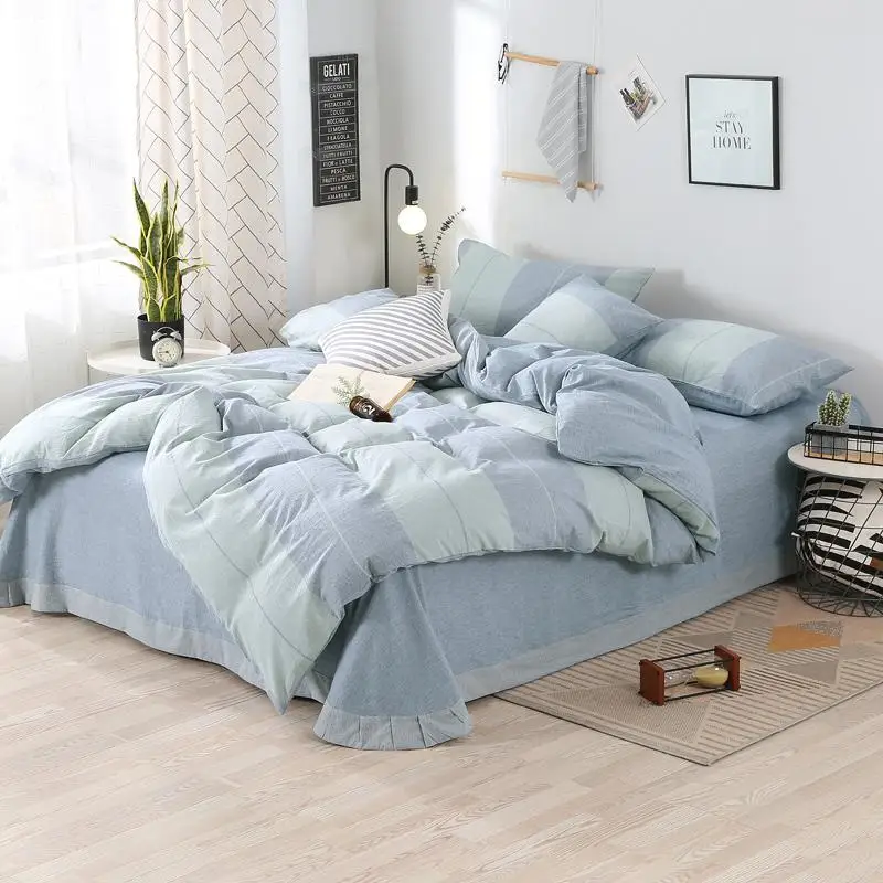 4 шт., пододеяльник queen King size, простыня, 2 подушки, shams, хлопок, очень мягкий и легкий в уходе, простой стиль, Комплект постельного белья - Цвет: Color 3