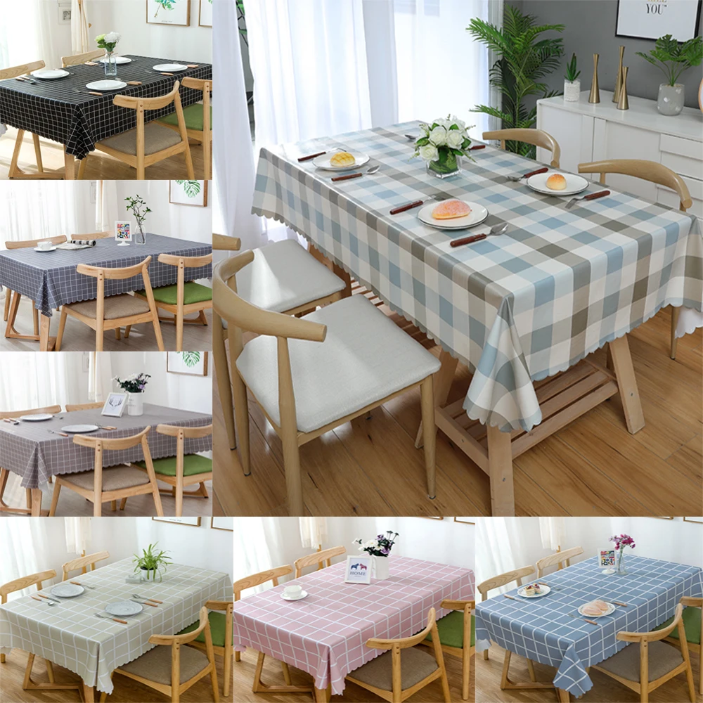 

Plaid PVC Tablcloth Waterproof Oil Proof Rectangle Round Table Cover Cloth For Parties Wedding Decor Table Protector Table Cloth