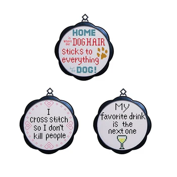 

English characters cartoon Simple small photo frame cross stitch count print on canvas Chinese print embroidery needlework sets