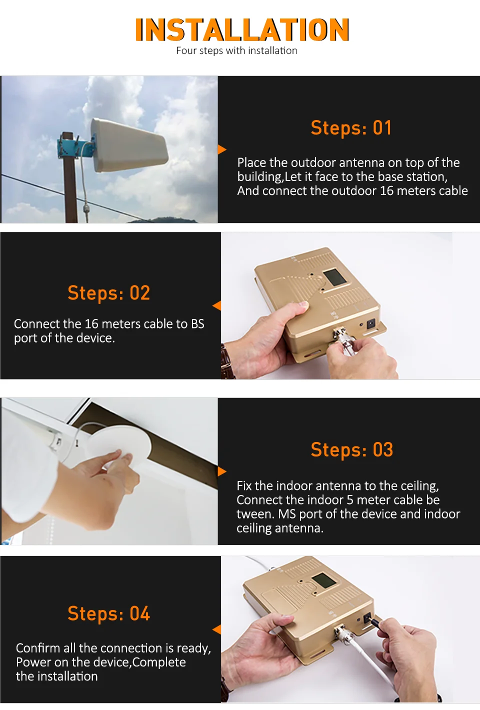 Best Quality!DUAL BAND 850/1900mhz GSM 2G 3G Smart large coverage cell phone signal booster mobile signal repeater amplifier kit