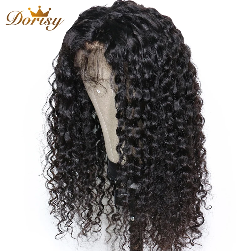 Парики с глубоким волнистым кружевом, 4 × 4, парики из натуральных волос для черных женщин, не Реми, Dorisy