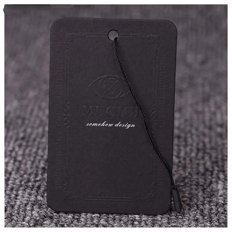 1000pcs/Black cardboard tag high-end special paper bronzing tag custom hot silver card paper clothing tag label logo