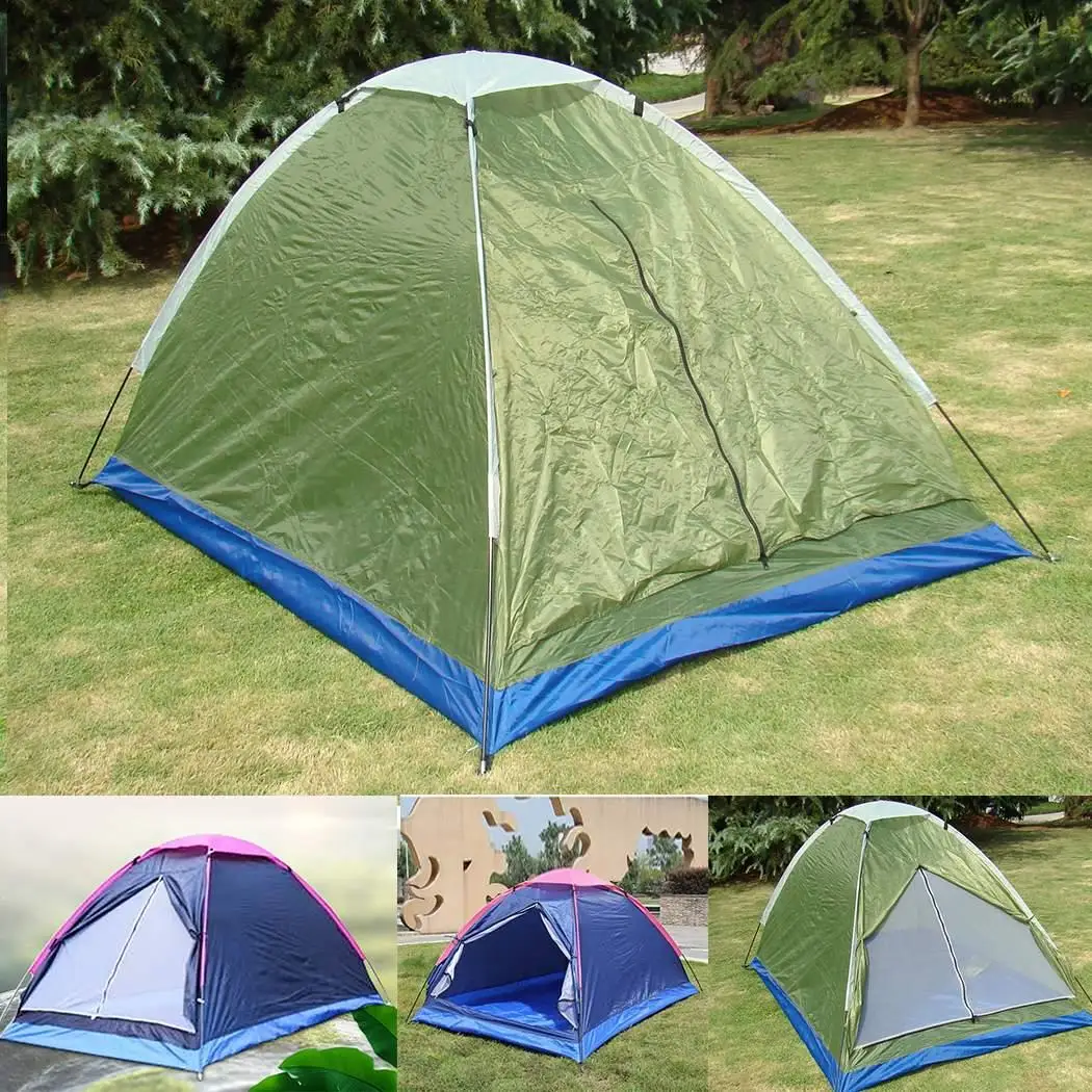 Windbreak Camping Tent Single Layer 2 People Waterproof Windproof Outdoor Wigwam Tents For Hiking Beach Travel Self-driving Tour