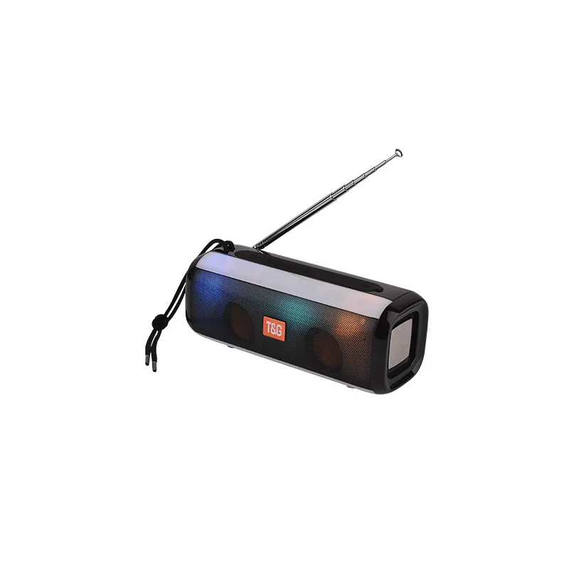 TG144 Bluetooth динамик и FM Raido классный светодиодный светильник Портативная Беспроводная колонка с регулируемой антенной сильный сигнал FM громкий динамик - Цвет: Черный