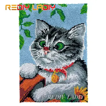 

Latch Hook Rug Lovely Kitten Chunky Yarn Tapestry Kits Crocheting Cushion Mat DIY Carpet Rug Needlework Hobby & Crafts 58*87cm