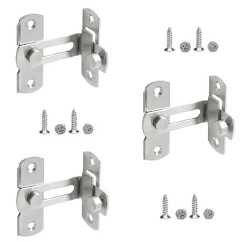 

3 Set 90 Degree Right Angle Door Latch Hasp Bending Latch Barrel Bolt with Screws for Doors Buckle Bolt Sliding Lock