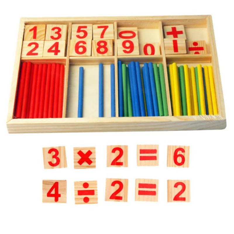 Children Kids Wooden Numbers Mathematics Counting Early Learning Educational Toy 