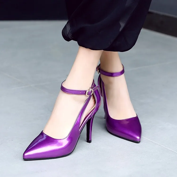 

2019 new fashion retro pointed toe side empty buckle with thin single shoes women
