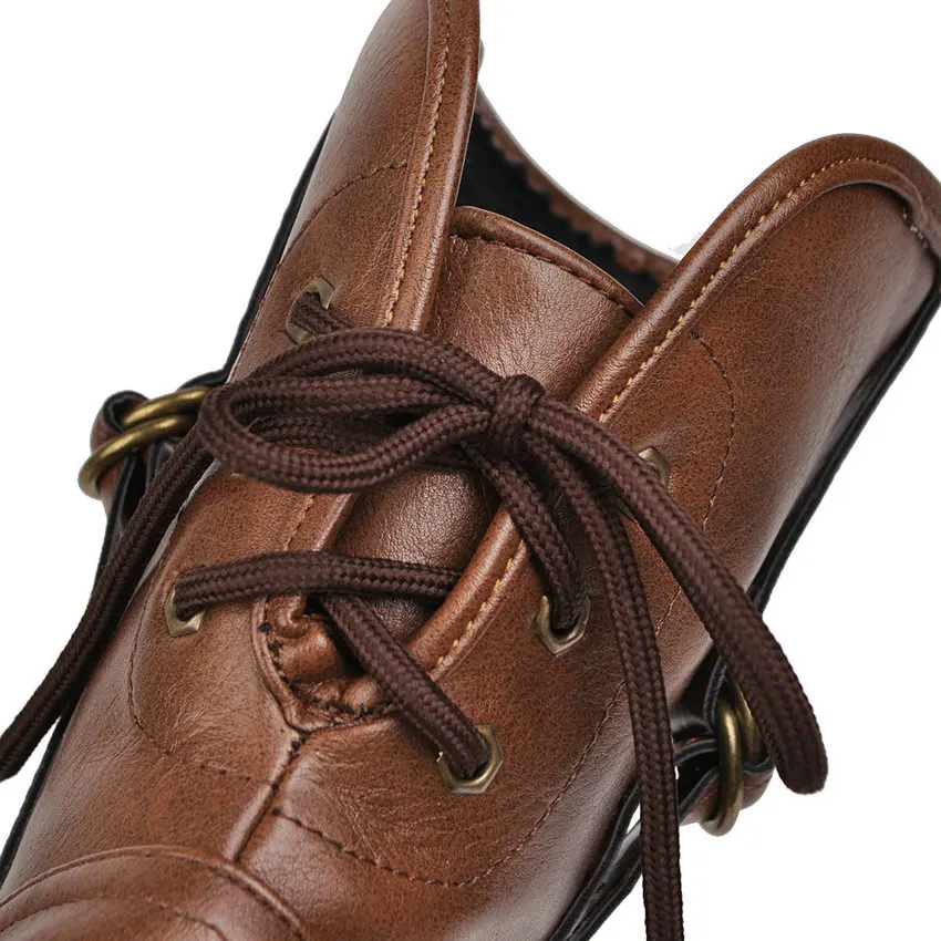QUTAA/ г. Осенне-зимние ботинки до середины икры с круглым носком на низком квадратном каблуке из искусственной кожи Повседневная Нескользящая женская обувь на шнуровке Большие размеры 34-43