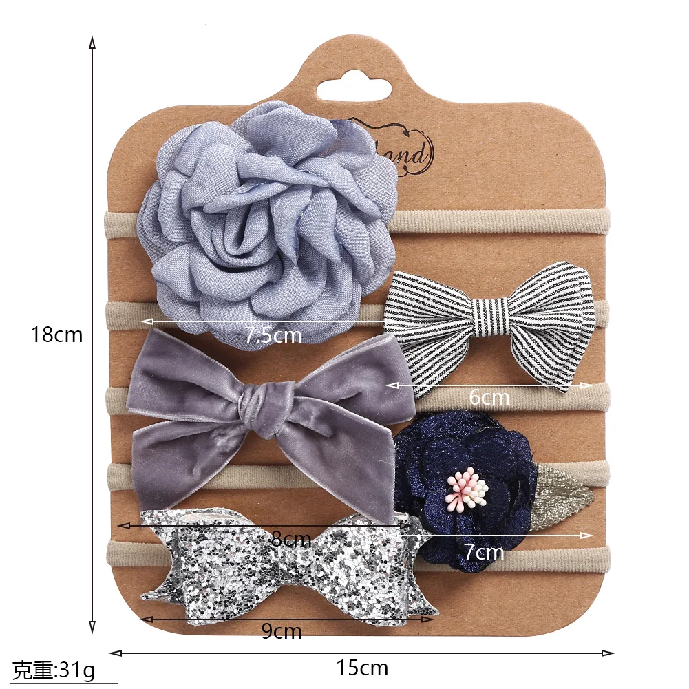 Cinaci 18 Pack Daisy Flower Hair Bows - Stretchy Nylon Headbands For Baby Girls & Toddlers