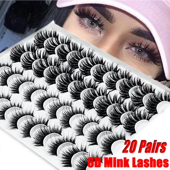 

20 Pairs False Eyelashes Set 6D Mink Lashes Natural False Eyelashes Dramatic Volume Fake Lashes for Eyelash Extension Makeup