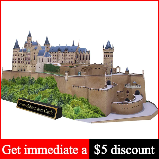 Germany Hohenzollern Castle 3D Paper Model House Papercraft DIY Art Origami Building Teens Adult Handmade Craft Toys QD-173