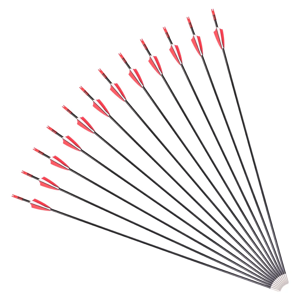 

12pcs Durable Sturdy Professional Practice Arrow Archery Arrow Carbon Arrow Fiberglass Arrows for Camping Hunting Outdoor Archer