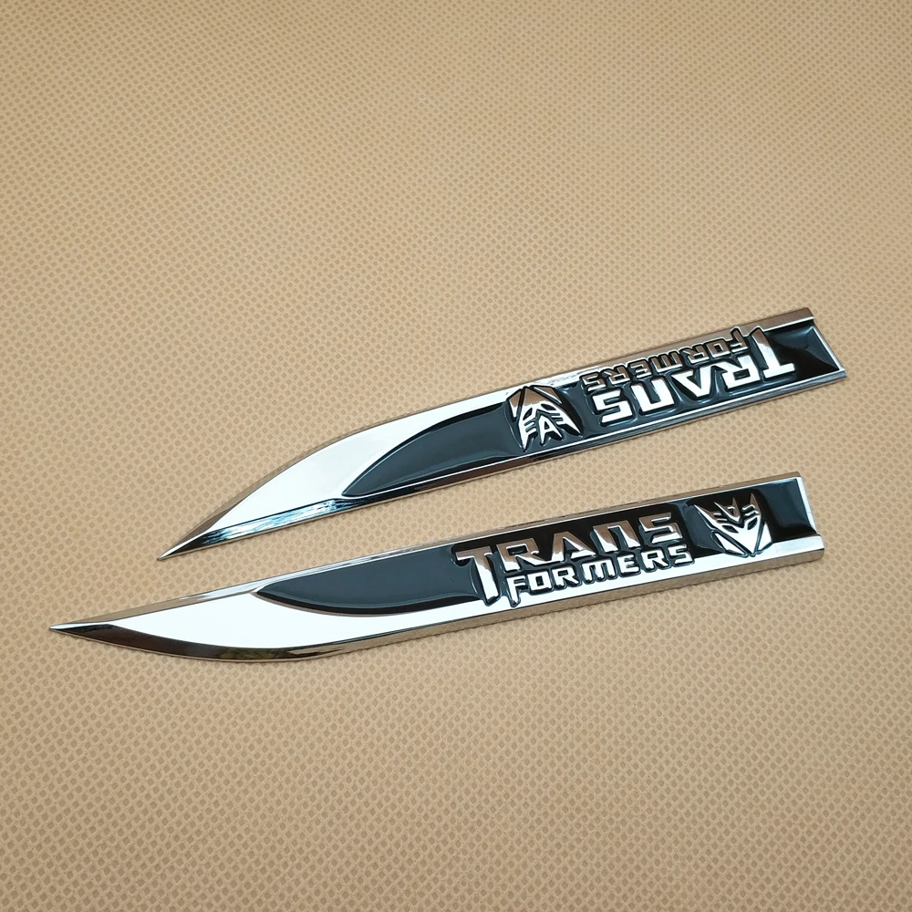 

Pair Metal Emblem Transformers Decepticons Side Wing Badge Sticker Body Fender Car Styling Decal