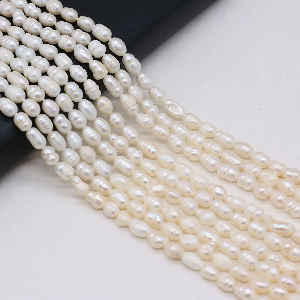 

5PCS Wholesale Natural Freshwater Pearl White Beads 5-6MM For Women Jewelry Making DIY Necklace Bracelet Accessories Gift 36CM