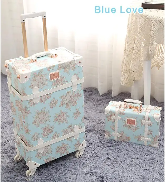 Женский чемодан 2" 22" 2" 26" для путешествий, Ретро стиль, чемодан с цветочным рисунком, тележки для путешествий, багажные сумки с колесами - Цвет: a set