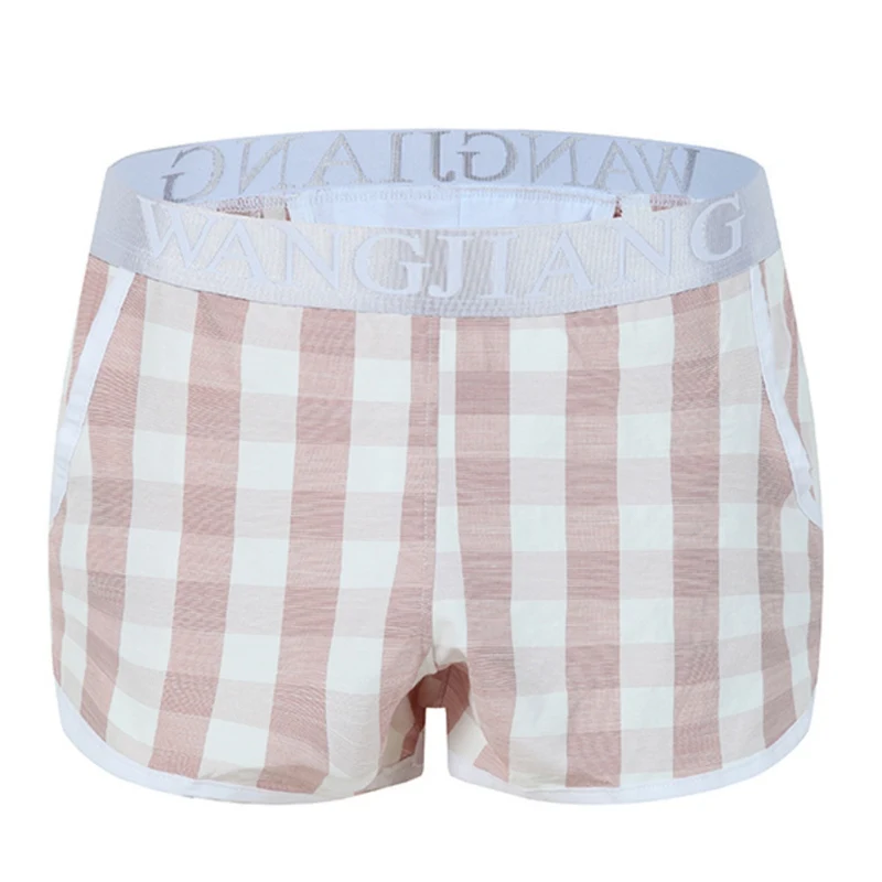 Cotton Loose Comfy Boxer Men Shorts Side Split Underwear Panties Underpants Trunk Sexy Men's Pouch Bump Short