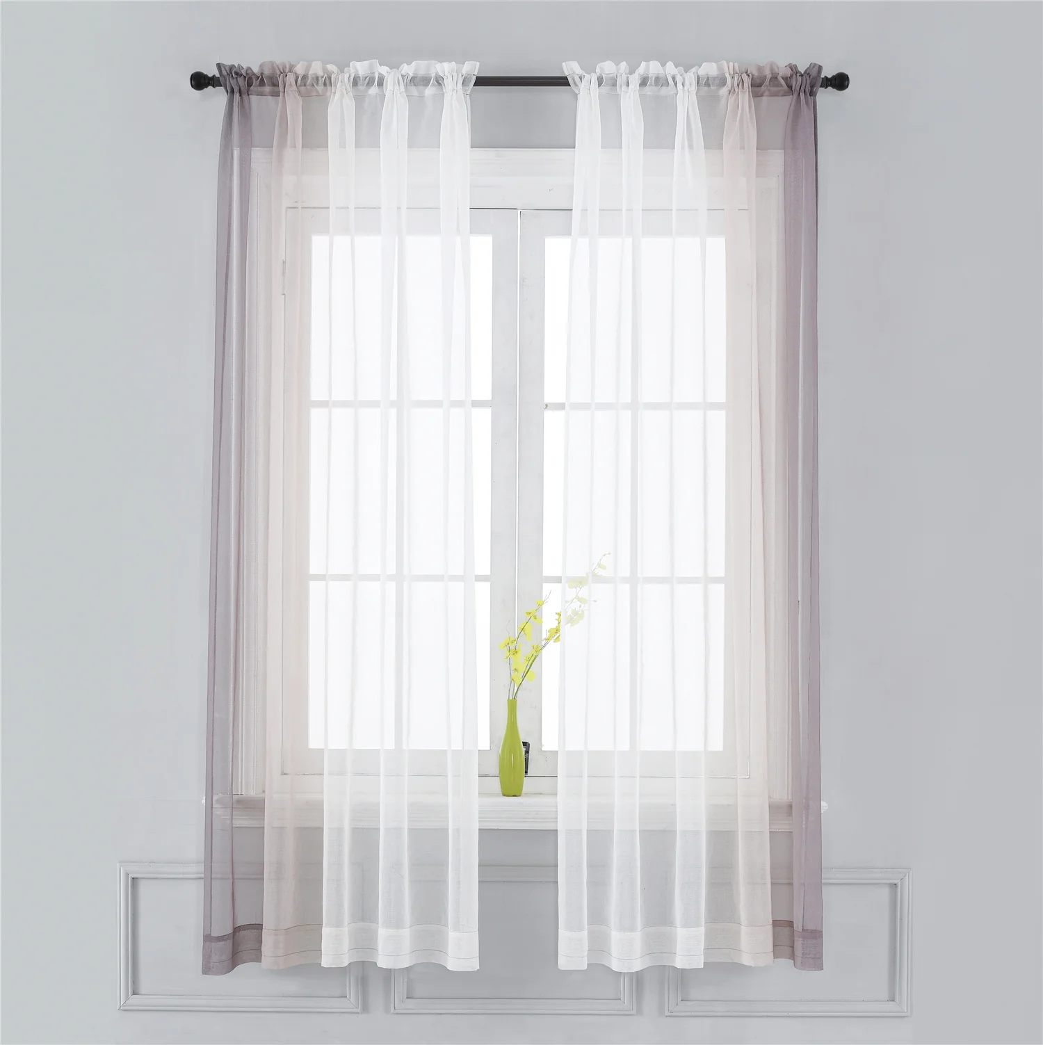 Gradient Sheer Curtains for Living Room Fashion Tulle 1 Piece Half Transparent Custom Made Blue Black White Window Screens Cheap 4
