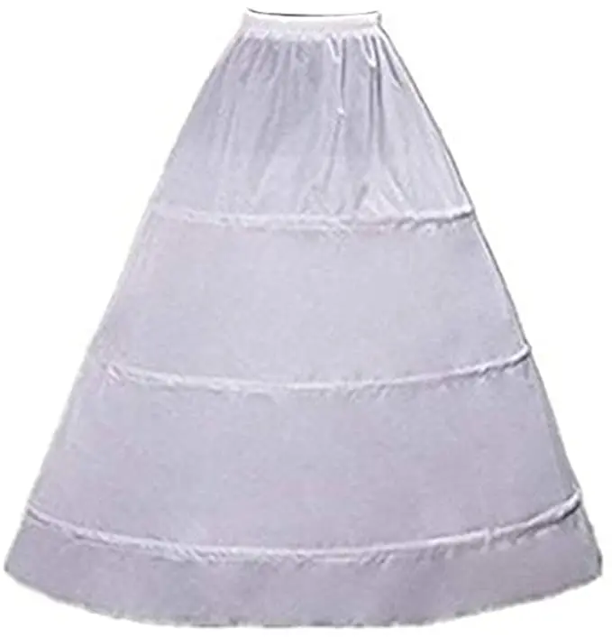 

A Line 3-Hoop Hoopless Crinoline Petticoat Slips Underskirt White