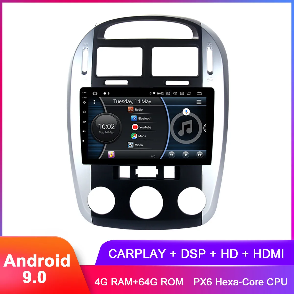 Автомагнитола 9 &quotIPS Android 0 для Kia Cerato 2007 2008 автомагнитола с GPS Wi-Fi FM-навигацией BT 5 DSP