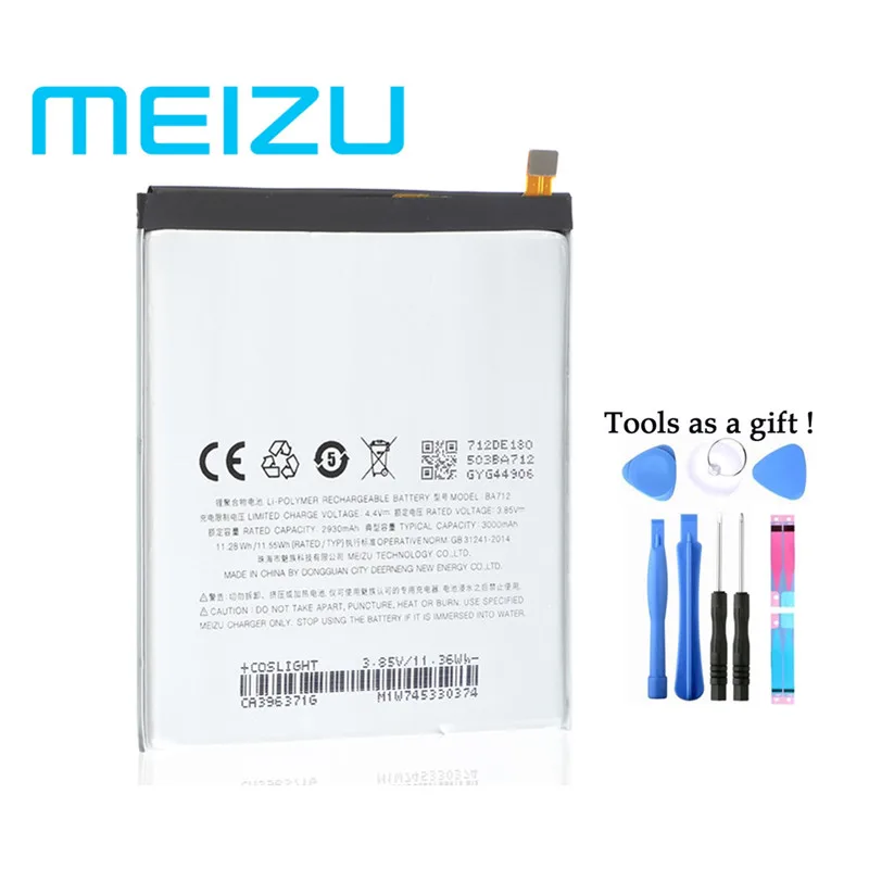 100% Оригинальный аккумулятор Meizu BA712 на 3000 мАч для телефона Meilan S6 M712C/M/Q новейшая