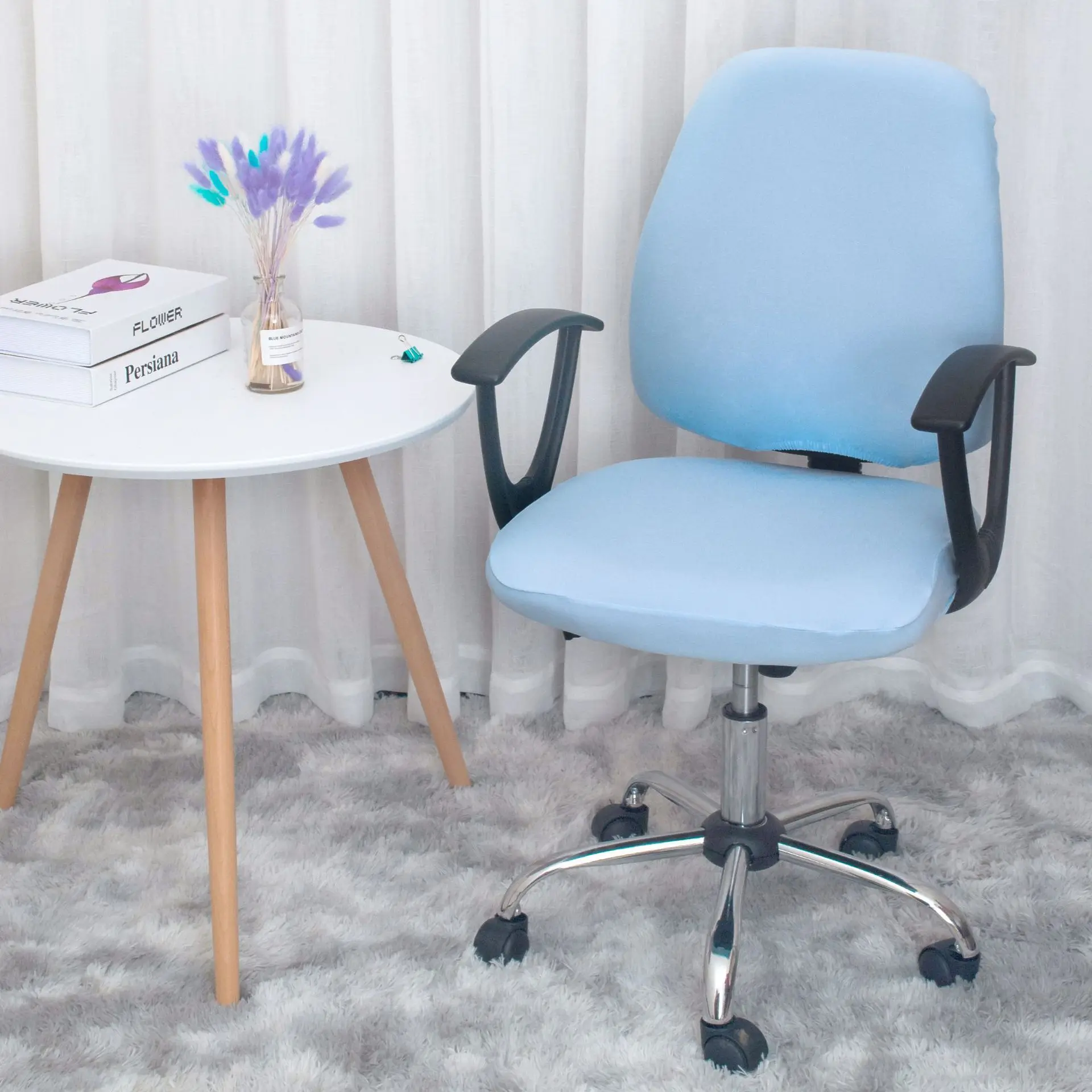 Simple dividir cubierta silla de oficina transversal elástico computadora fundas de LICRA para silla con estampados elásticos asiento fundas, decoración de dos partes