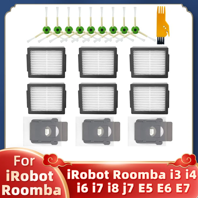 For iRobot Roomba i3 i4 i6 i7 i8 j7 E5 E6 E7 Robot Vacuum Cleaner Spare Parts Accessories Main Side Brush Hepa Filter Dust Bag Set 8