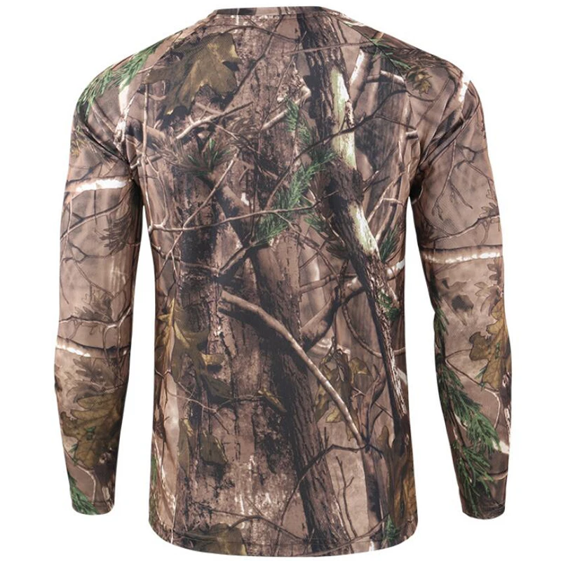 Long Sleeve Camouflage T-shirt Outdoor Quick Drying Hiking Military Tactical T-Shirts Mens Hunting Camping Shirts Brand Clothing