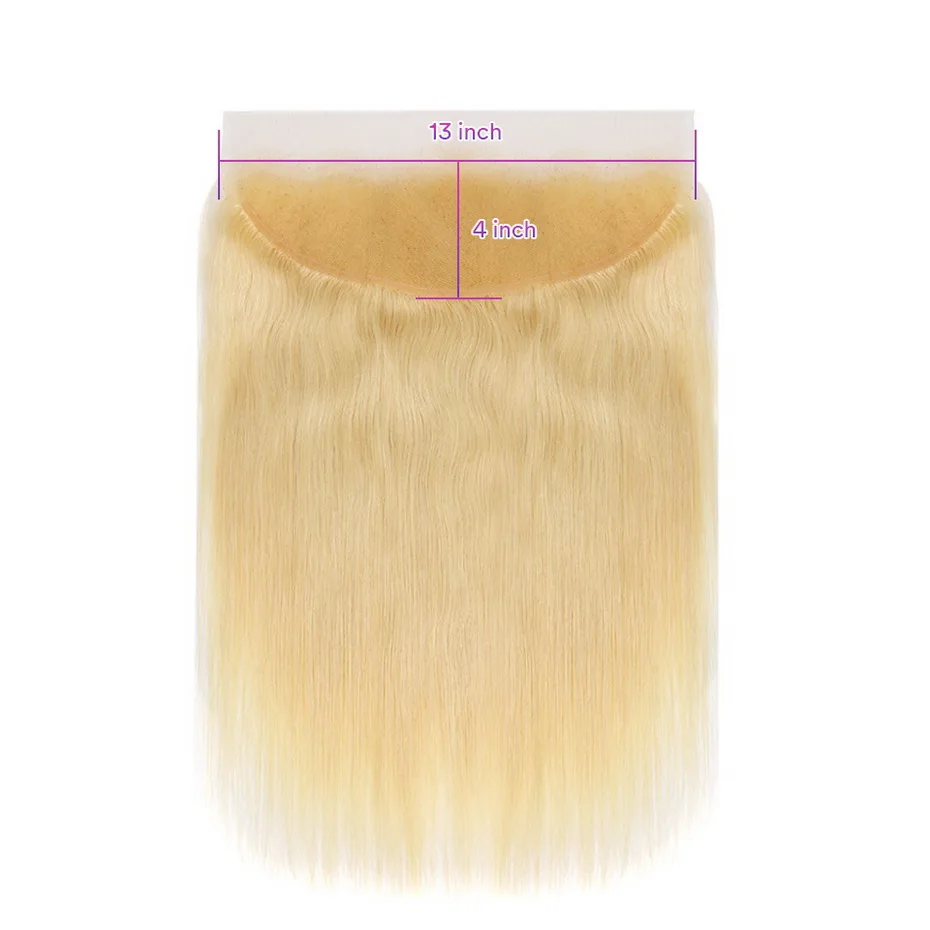 Stema 613 Blond Straight 3 Bundles with 13X4 Lace Frontal Closure 8-28Inch Blonde Brazilian Remy Human Hair Extension