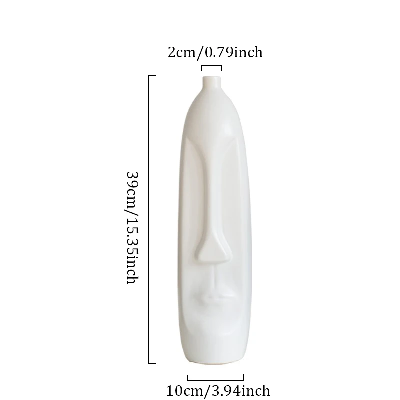 Абстрактная керамическая ваза с длинным лицом, голова персонажа, скульптура, ремесла, креативный подарок, украшение, настольная Цветочная композиция, контейнер - Цвет: A