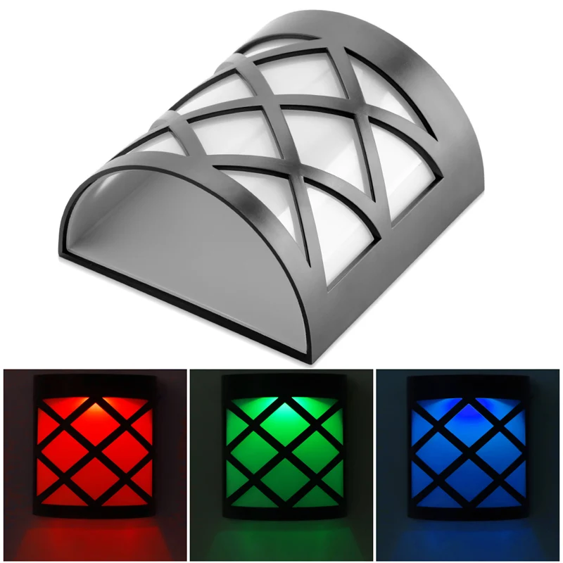 2 шт. светодиодный солнечный свет 6 светодиодов теплый белый 1 светодиод RGB IP55