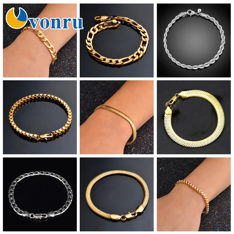 20 см браслеты для женщин и мужчин хип-хоп Снаряженная кубинская витая Цепочка со