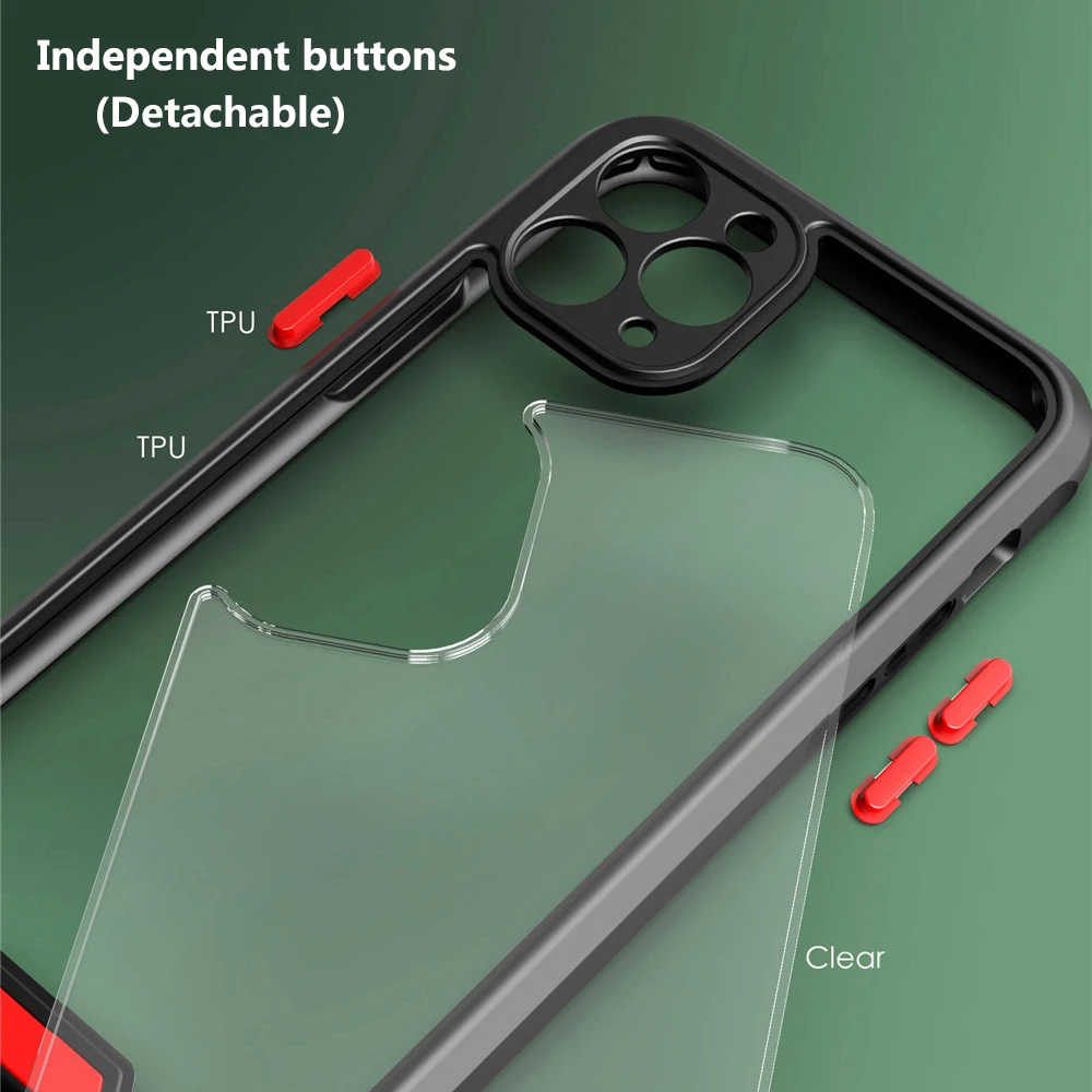 Противоударный чехол для телефона iPhone 12 11 Pro X XR XS Max 7 8 Plus SE2020 прозрачный жесткий