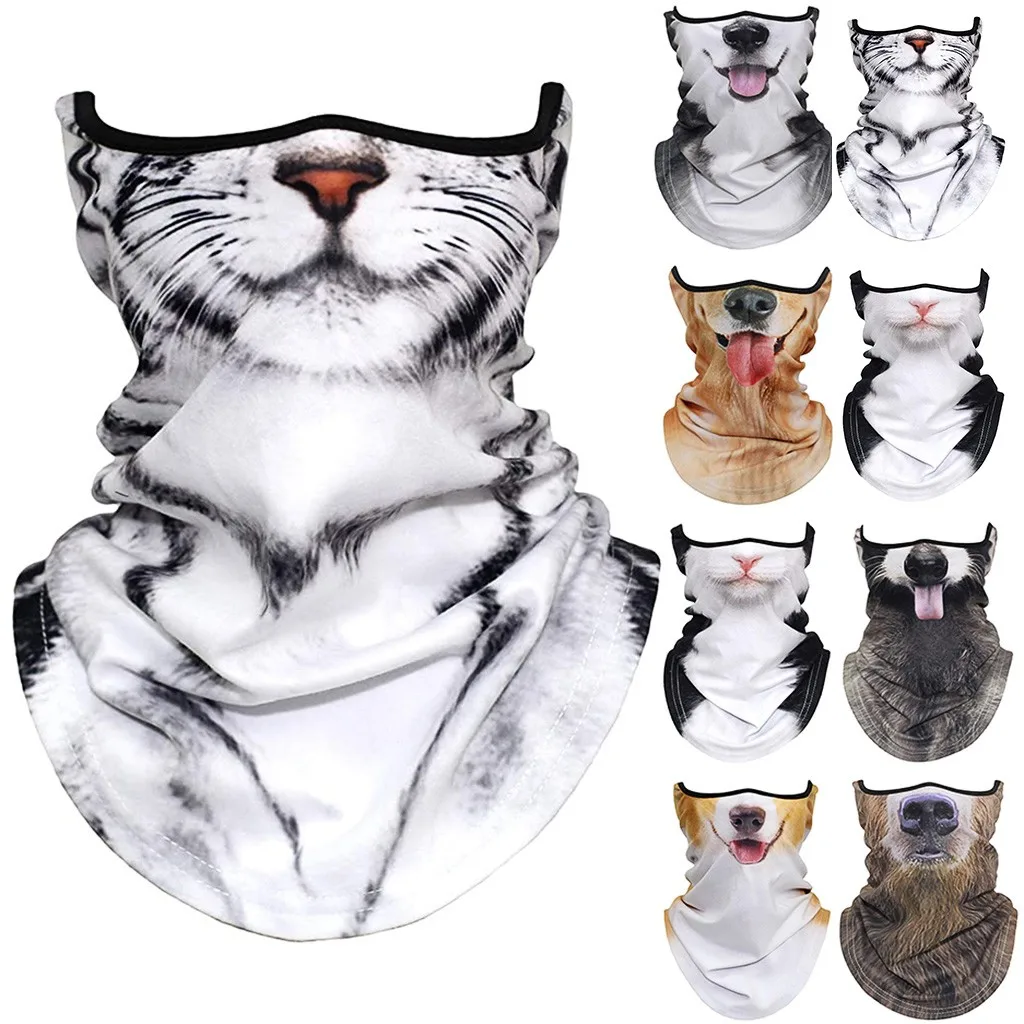 

3D Animal Print Scarf Bandana Sunscreen Uv Protection Mask Neck Guard Cycling Windproof Warmer Scarf Reusable Headband Unisex